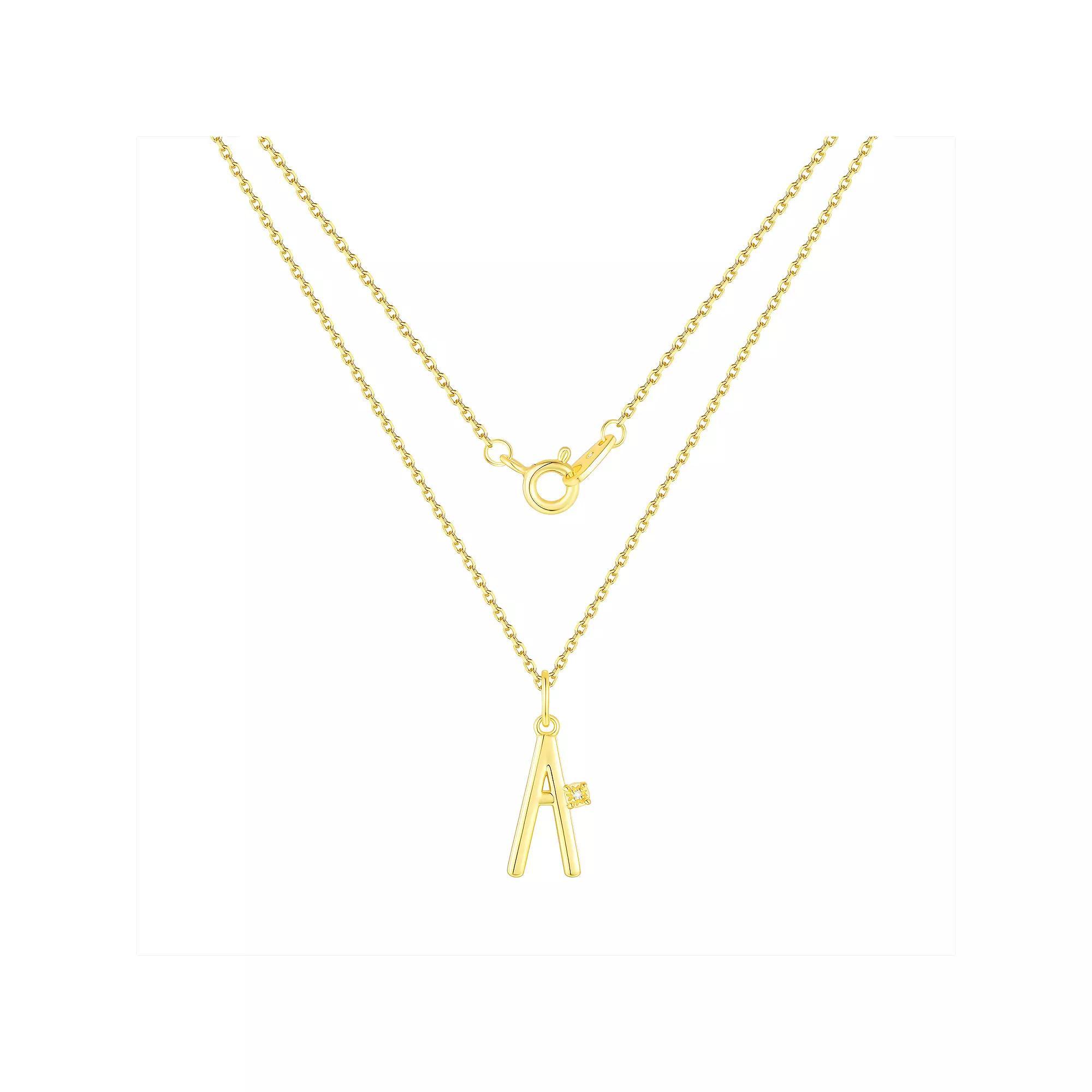 Forever Radiant Diamond Accent Initial Pendant Necklace, Women's, Size: 18", Gold Tone A Product Image