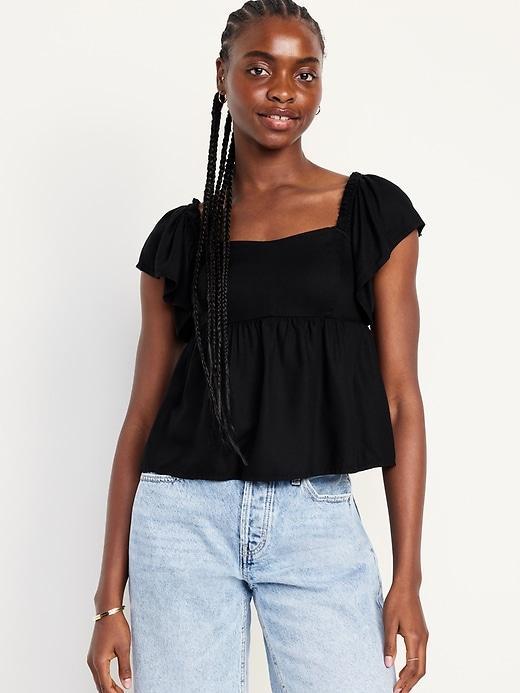 Flutter-Sleeve Crepe Top Product Image