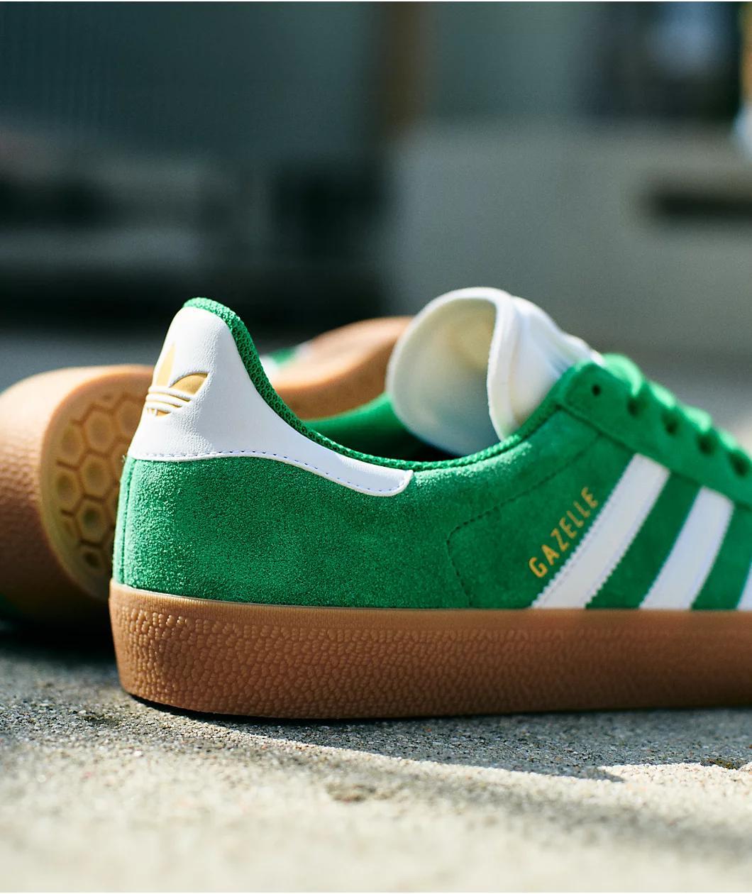adidas Gazelle ADV Green, White & Gum Shoes Product Image
