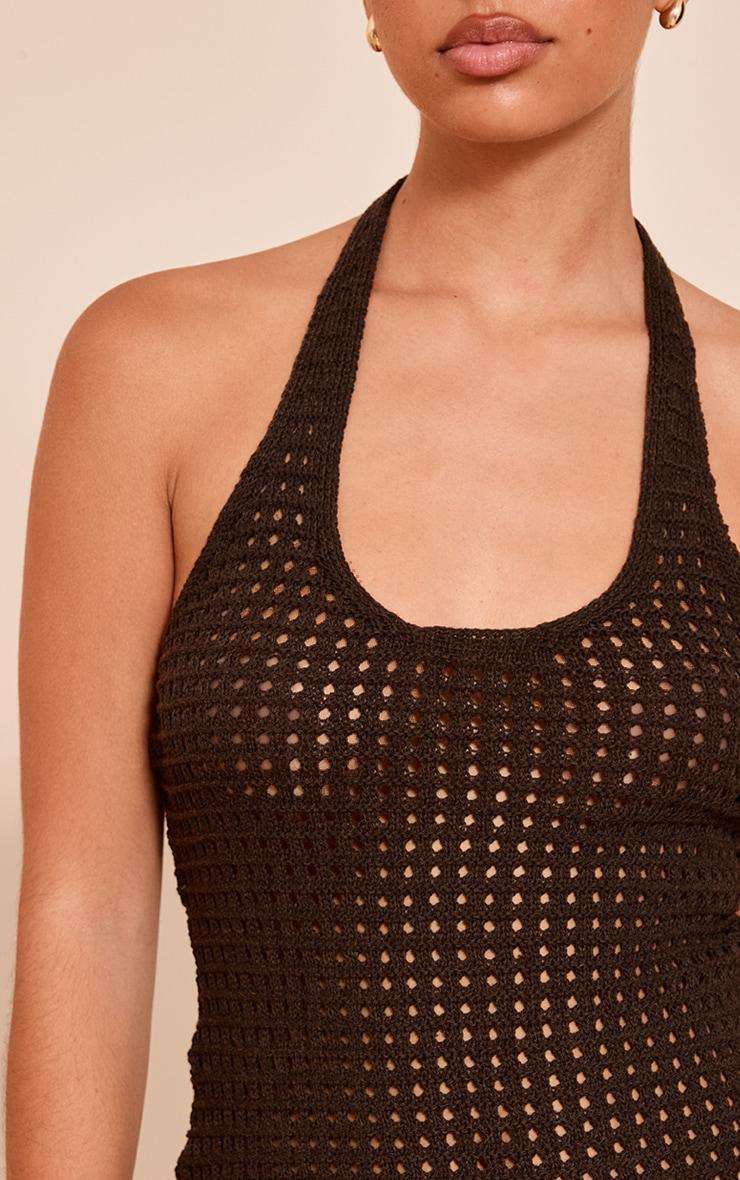 Chocolate Crochet Halter Top Product Image