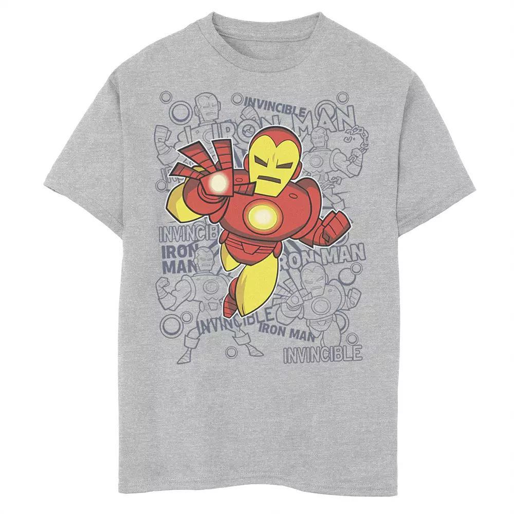 Boys 8-20 Marvel Iron Man Retro Portrait Sketch Background Graphic Tee, Boy's, Size: XS, Athletic Grey Product Image