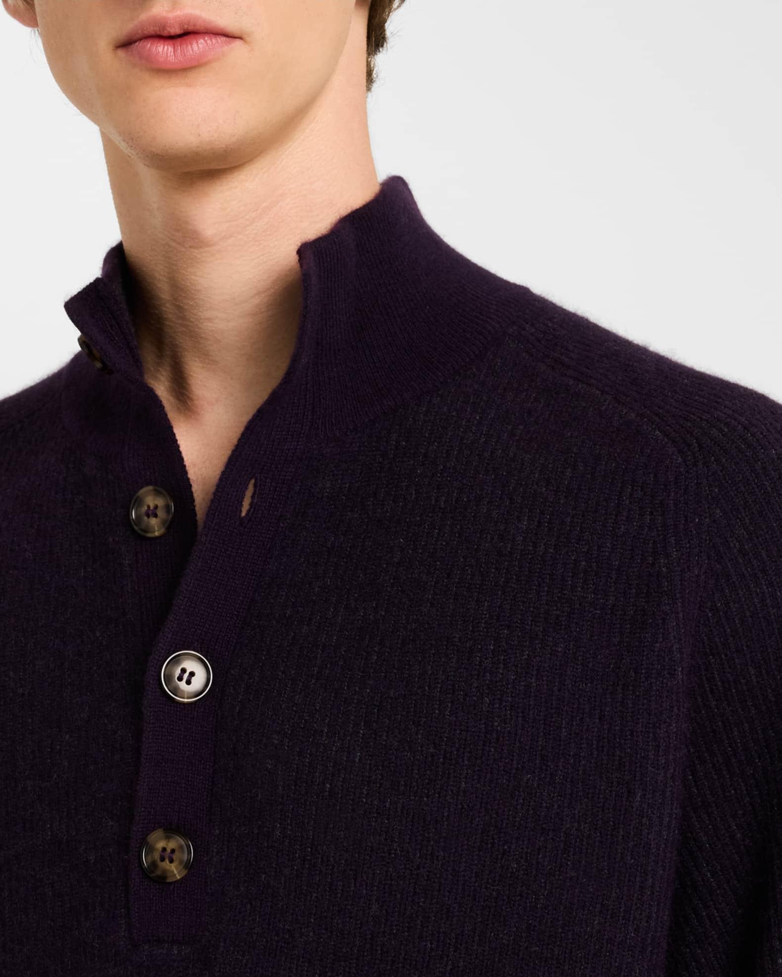 Mens Cashmere Rib Quarter-Placket Polo Sweater Product Image