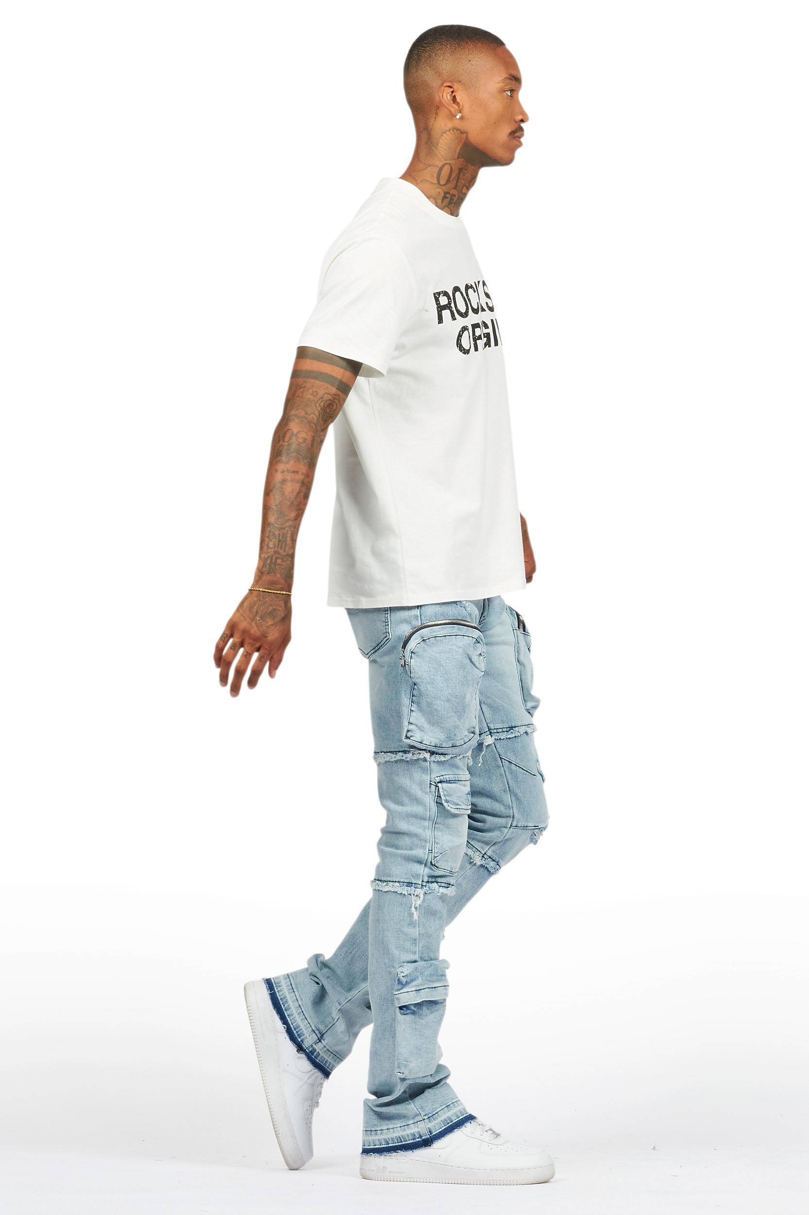 Shift Light Blue Stacked Flare Jean Male Product Image