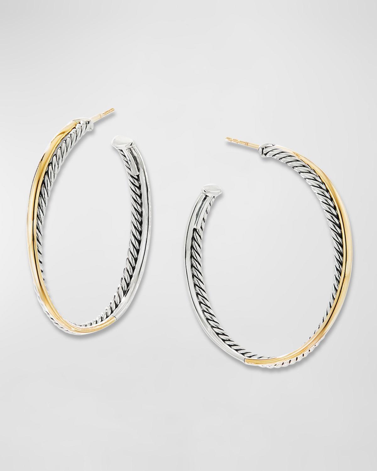 David Yurman Sterling Silver & 18K Yellow Gold Crossover Xl Hoop Earrings Product Image