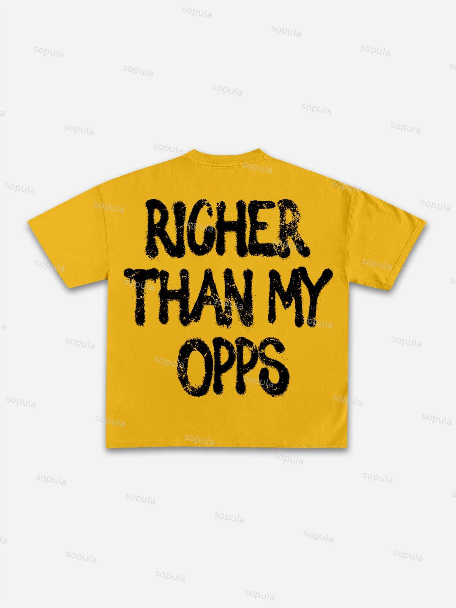 Richer Than My Opps Vintage Abstract Man Graphic Cotton T-shirt Product Image