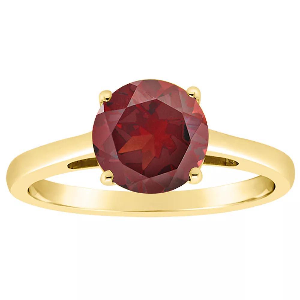 Alyson Layne 14k Gold Round Garnet Solitaire Ring, Womens Product Image
