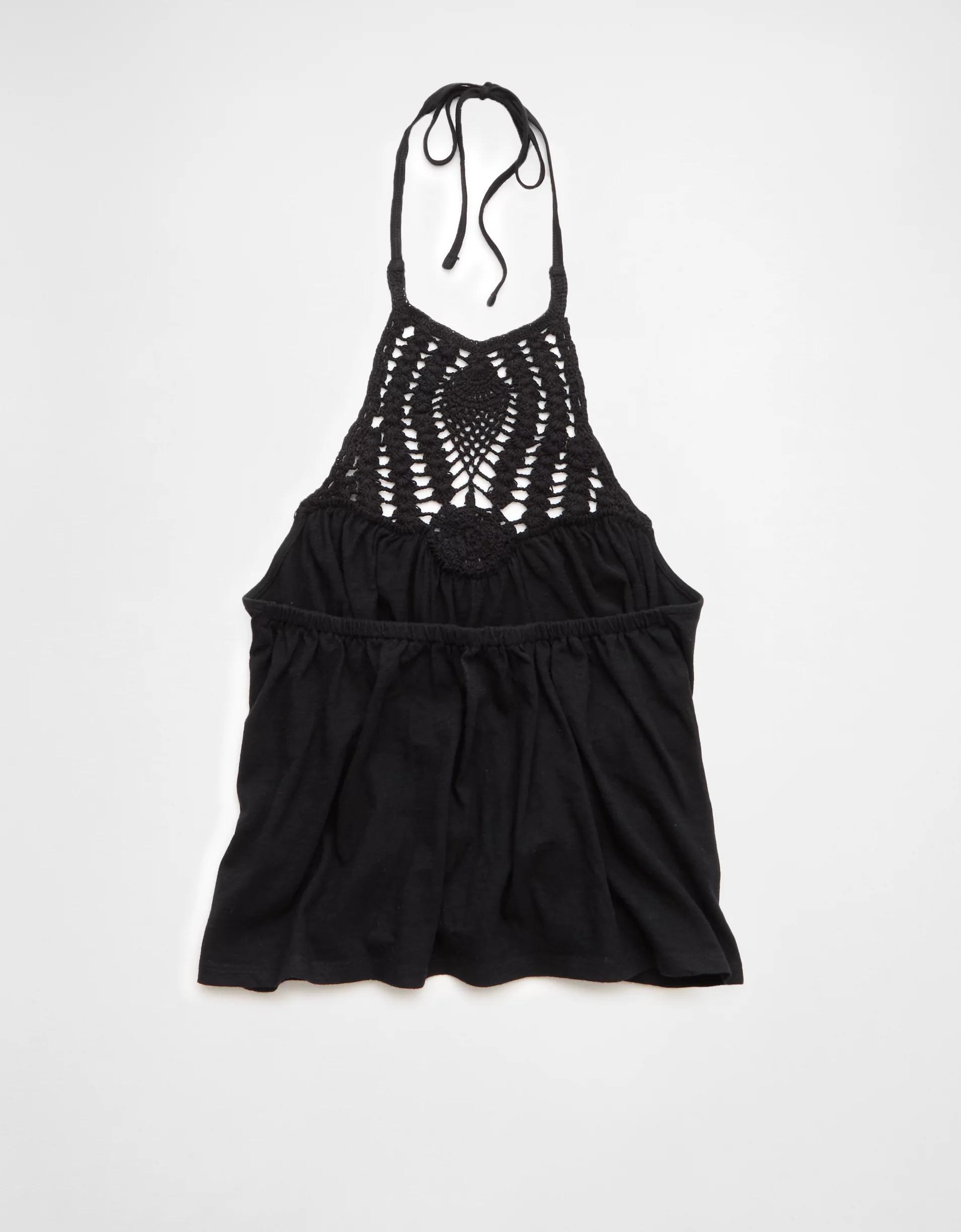 AE Sunchaser Knit Crochet Halter Top Product Image