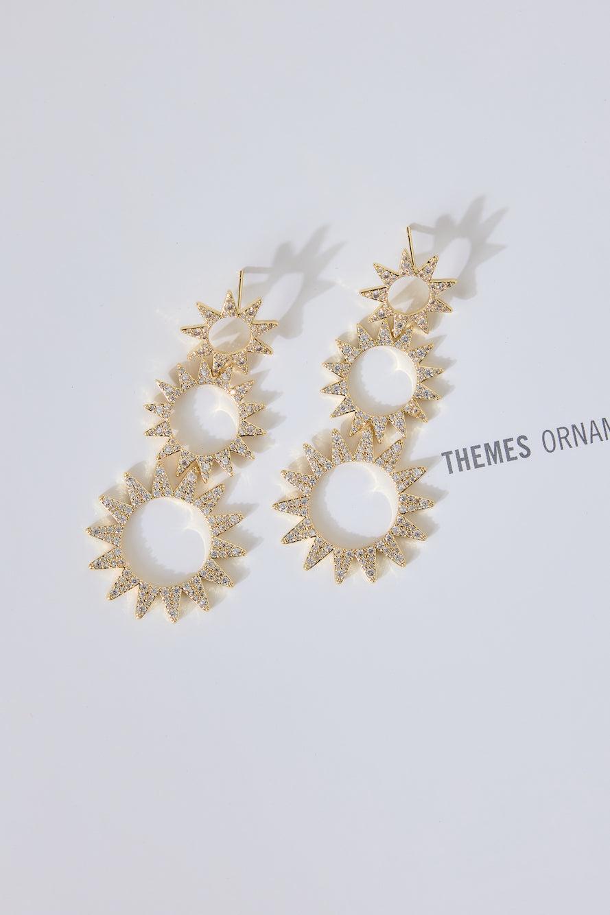 18k Gold Plated Day Break Sun Earrings Gold Product Image