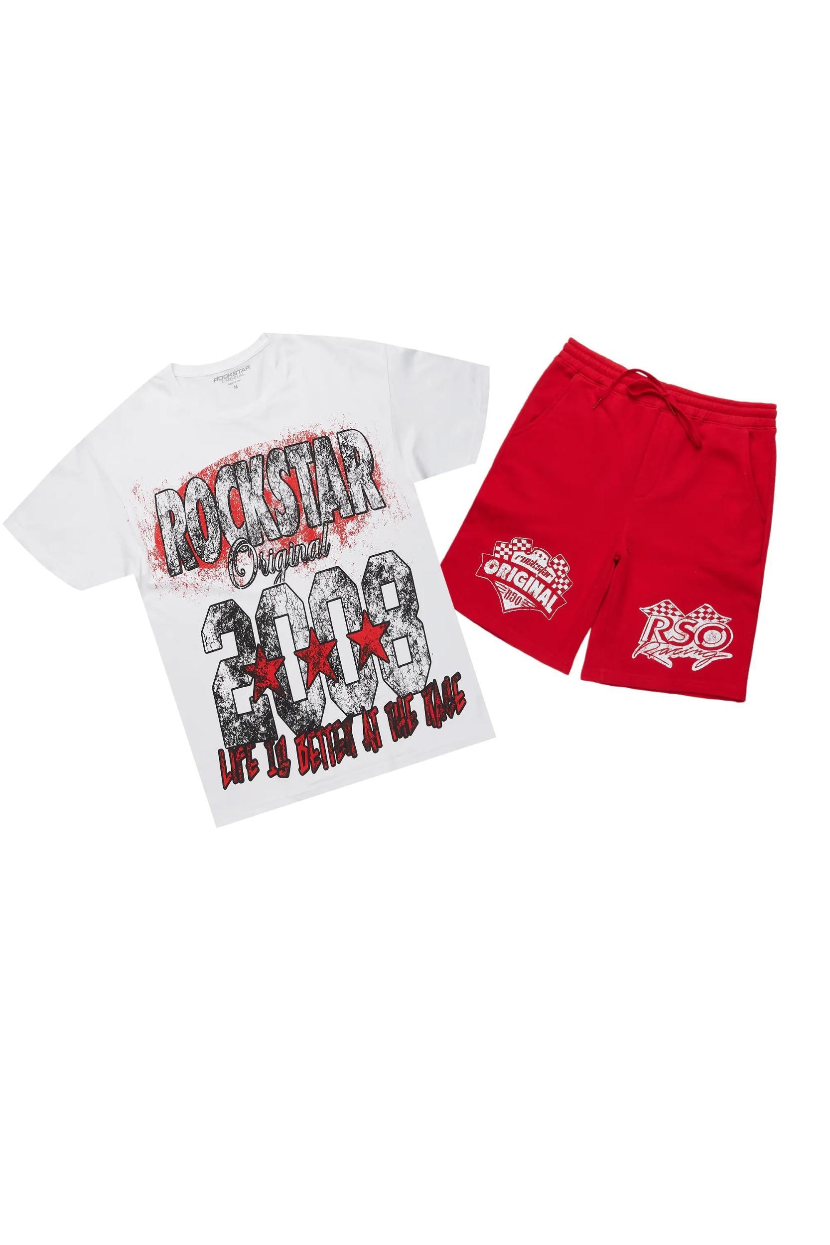 Ashlynn White/Red T-Shirt Short Set Female Product Image