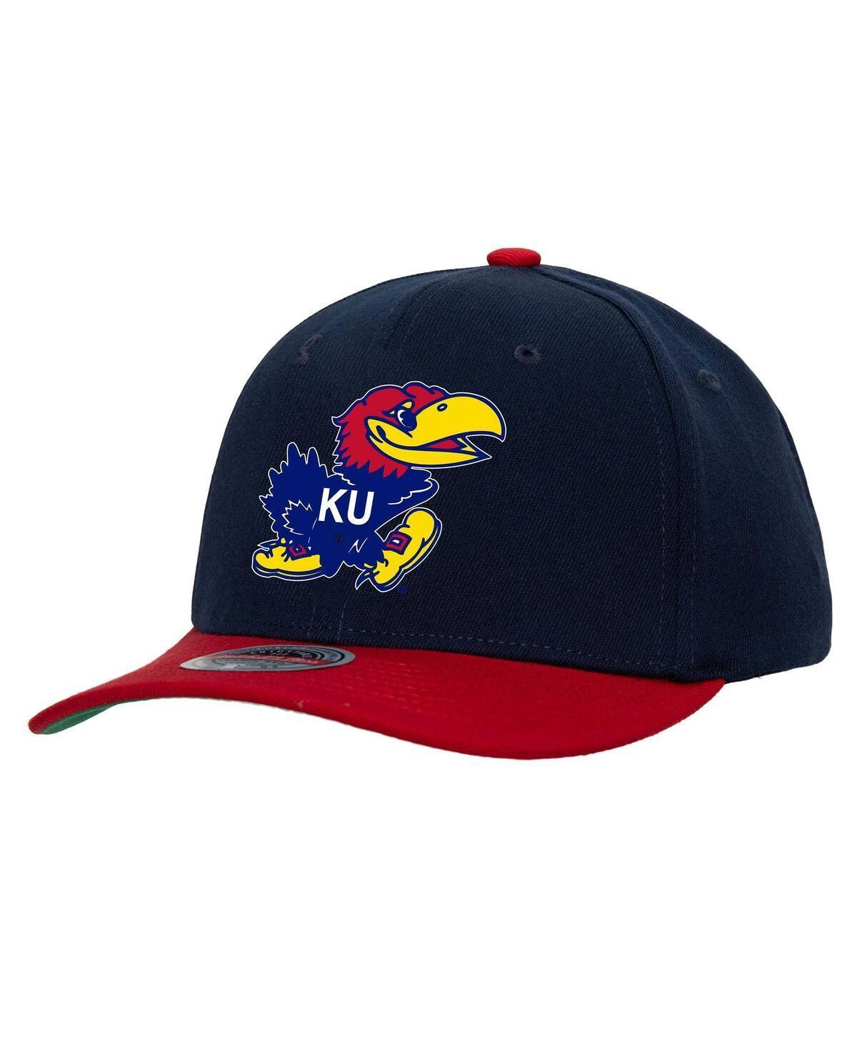 Men's Mitchell & Ness Navy/Red Kansas Jayhawks 2-Tone 2.0 Snapback Hat, Blue Product Image