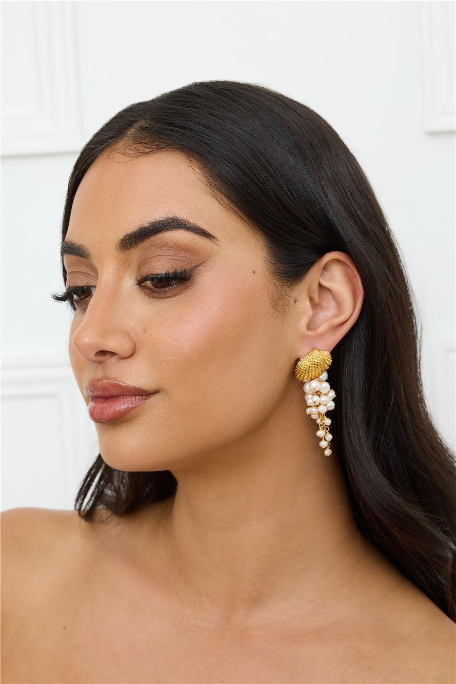 18k Gold Plated Seashell Cove Earrings Gold Product Image