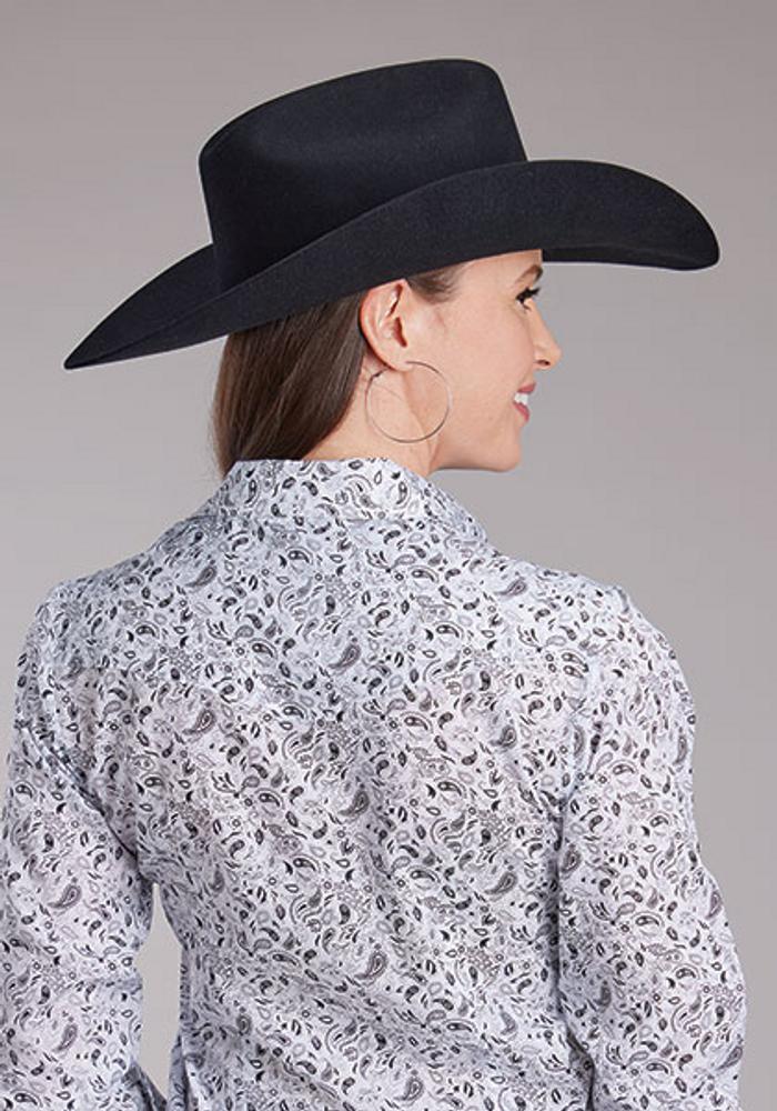 Roper® Ladies' L/S White/Black Paisley Snap Shirt Product Image