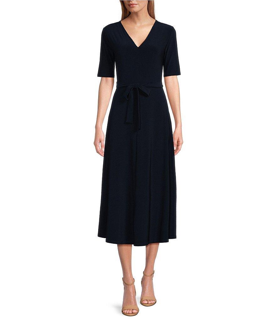 Preston & York Sydney V-Neck Short Sleeve Tie Waist Midi Dress Product Image