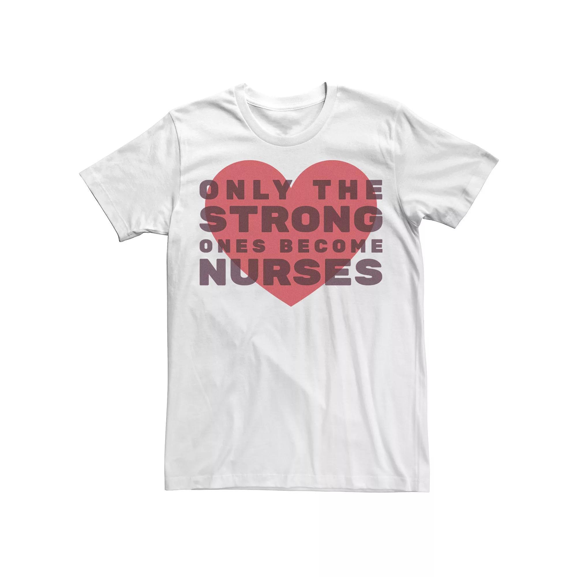 Men's Only The Strong Ones Become Nurses Heart Graphic Tee, Size: XXL, Athletic Grey Product Image