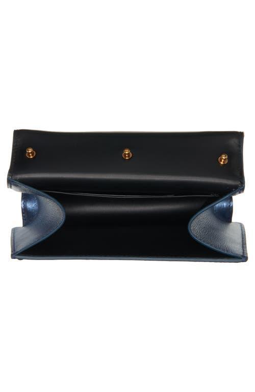 DOLCE & GABBANA Devotion Mini Metallic Leather Top-handle Bag In Blue Product Image