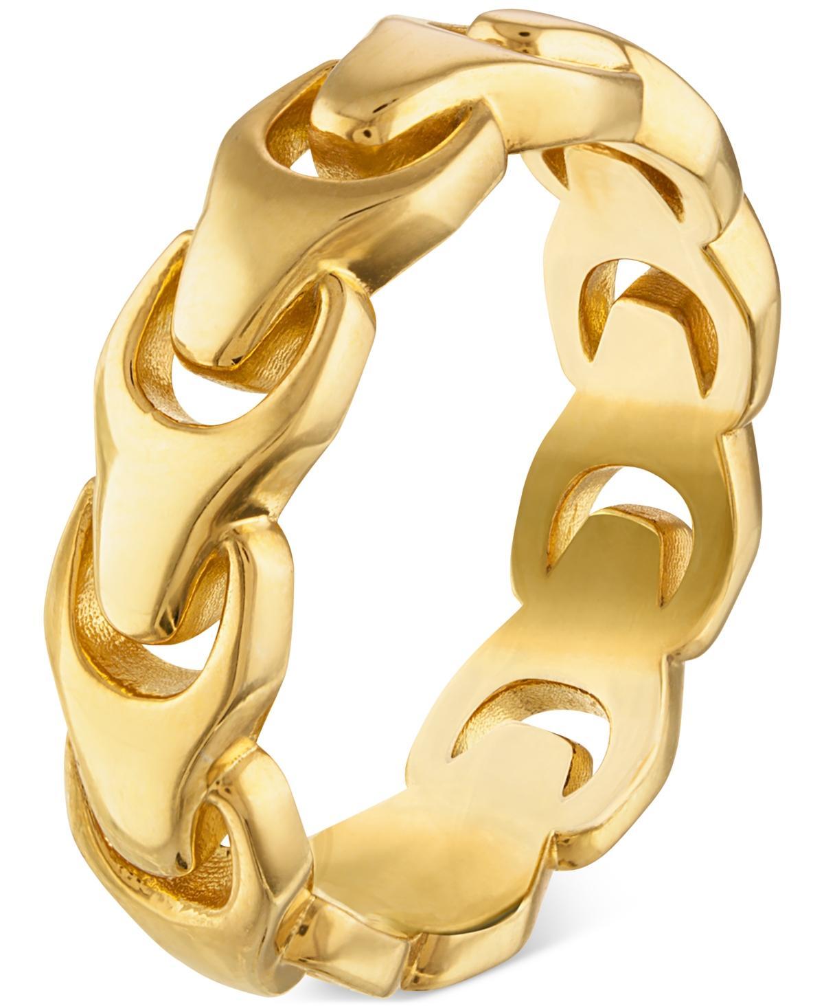 Bulova Mens 14K Gold Tone Sterling Silver Chain Band Ring Product Image