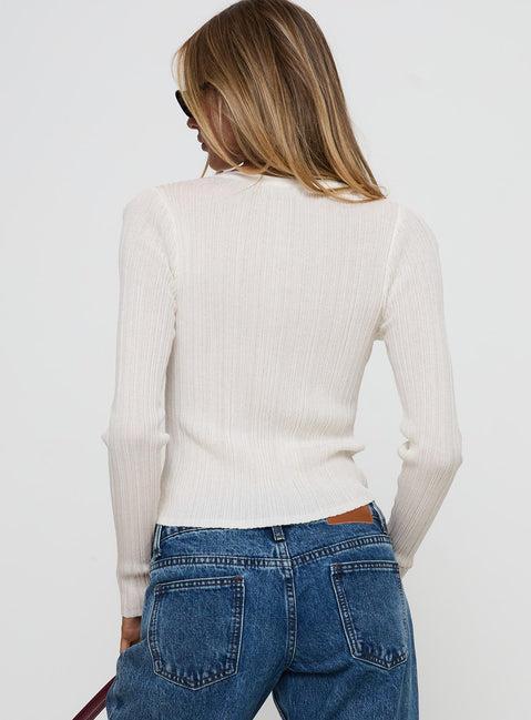Cowrie Long Sleeve Button Up Top White Product Image