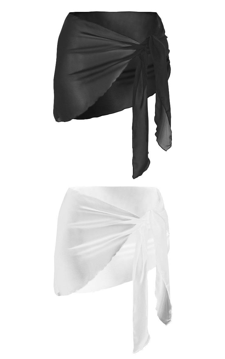 White & Black Two Pack Chiffon Sarongs Product Image
