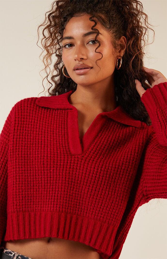 Women's Gabriela Waffle Knit Collared Sweater - Product Image