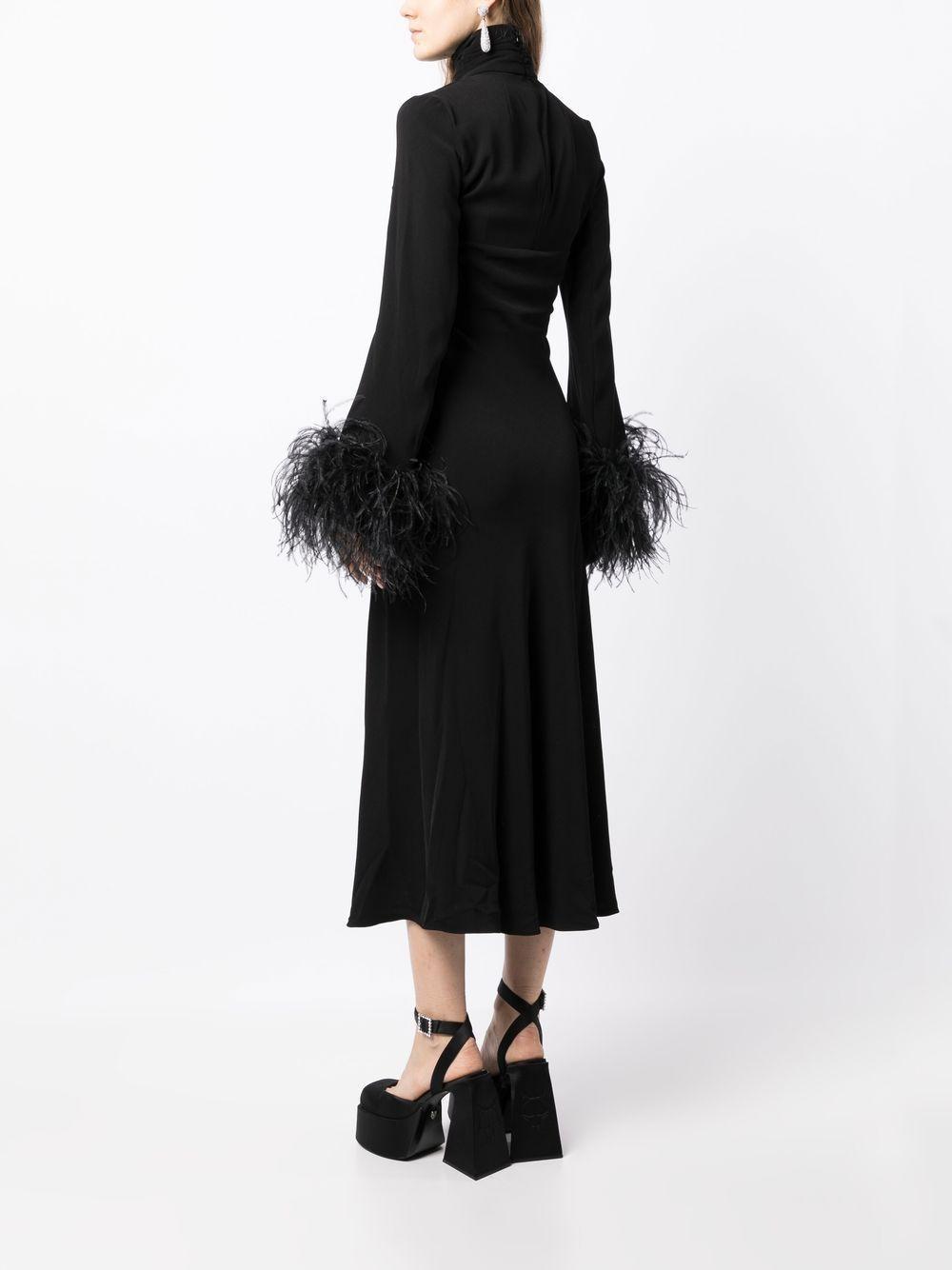 Odessa feather-trim midi dress Product Image