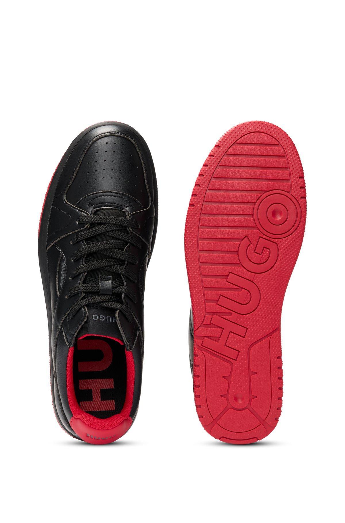HUGO - Faux-leather sneakers with contrasting details - Black Product Image