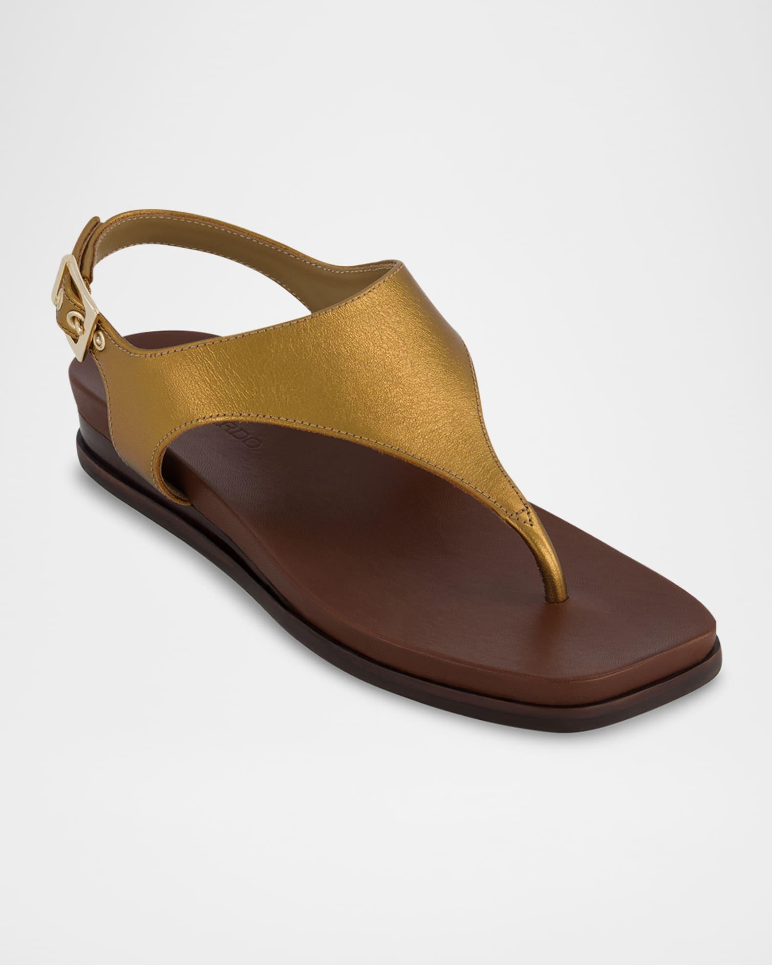 Concord Metallic Leather Wedge Sandals Product Image