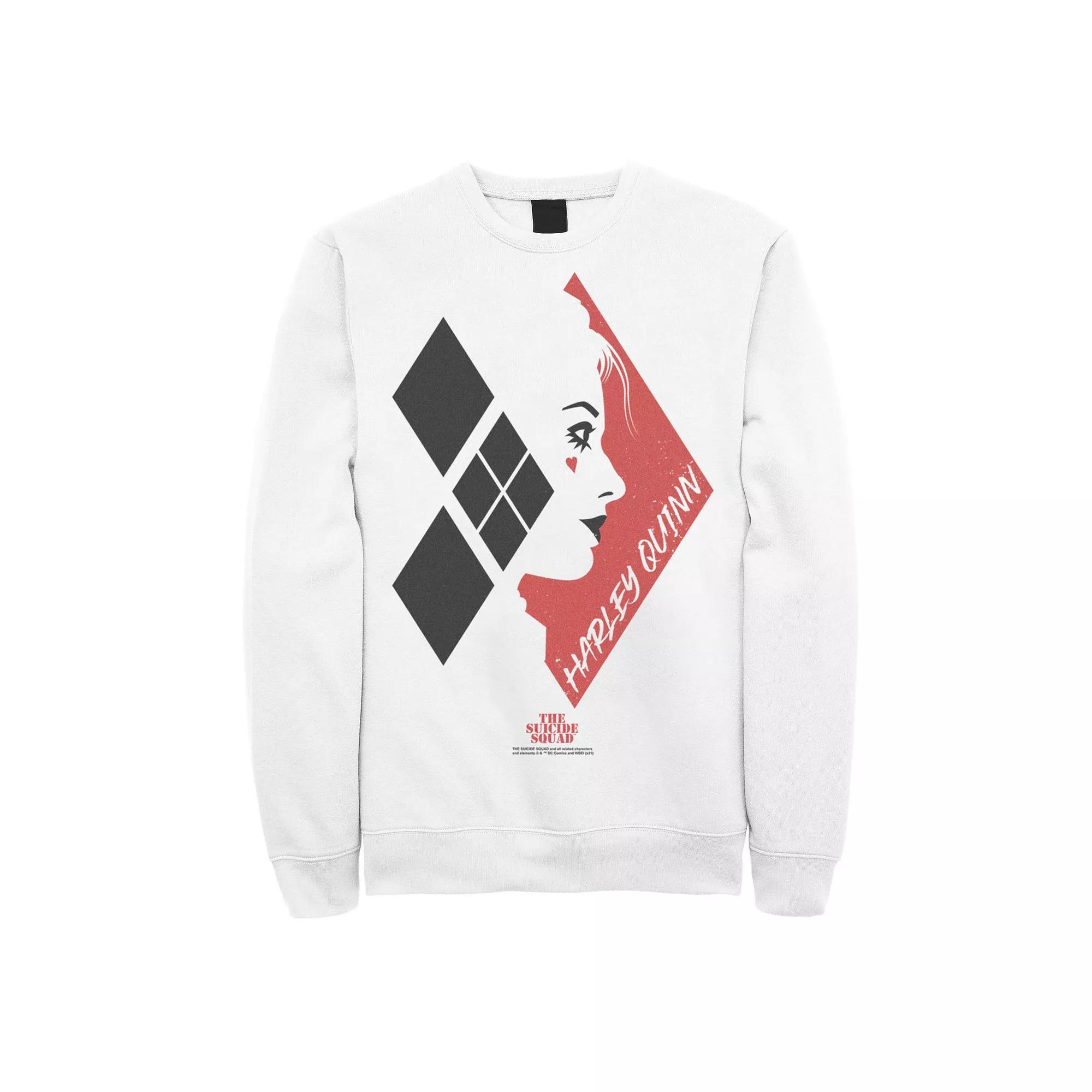 Men's The Suicide Squad Harley Quinn Diamond Sweatshirt, Size: Small, White Product Image