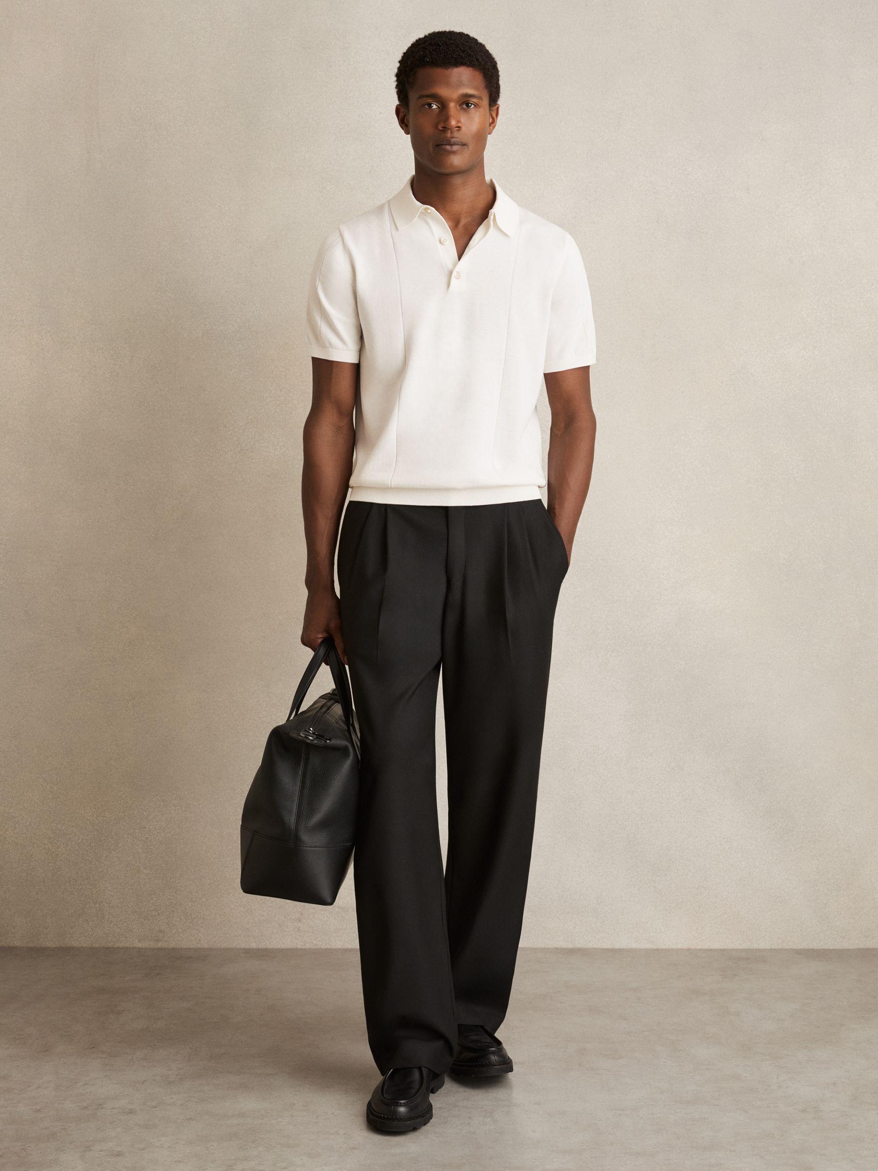Cotton-Silk Polo Shirt in Off White Product Image