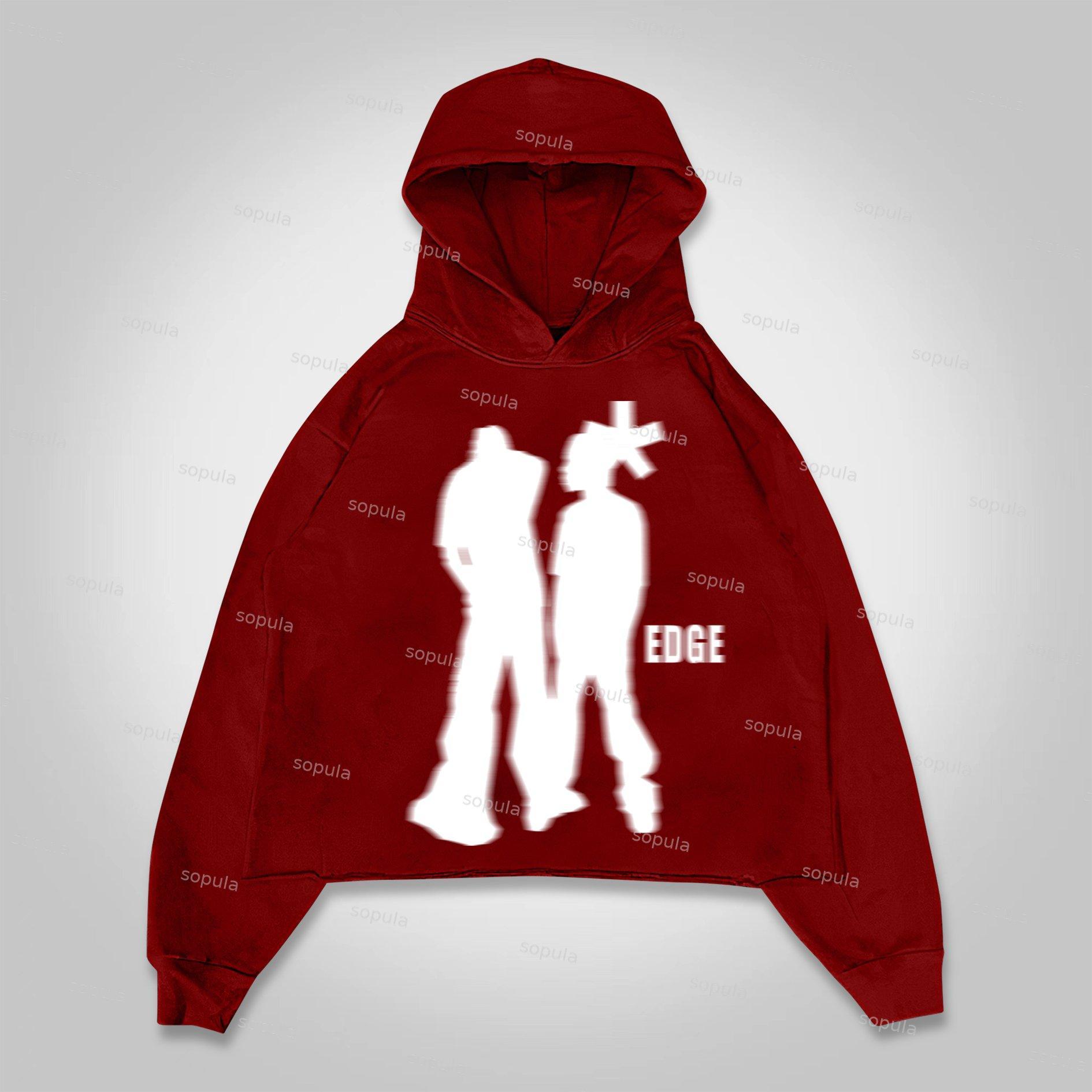 Sopula Street Portrait Edge Graphic Print Cropped Hoodie Product Image