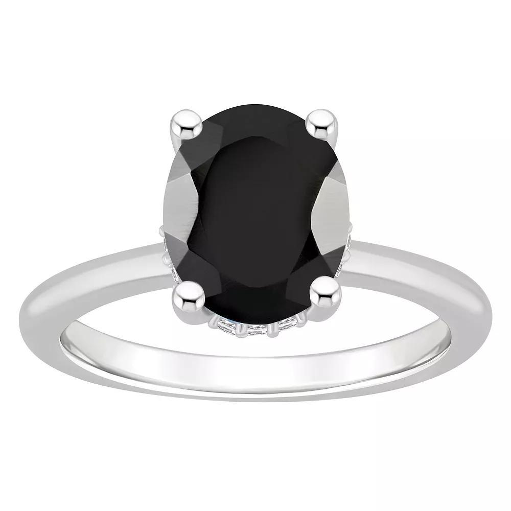 Alyson Layne Sterling Silver Oval Black Onyx Diamond Accent Ring, Women's, Size: 8 Product Image