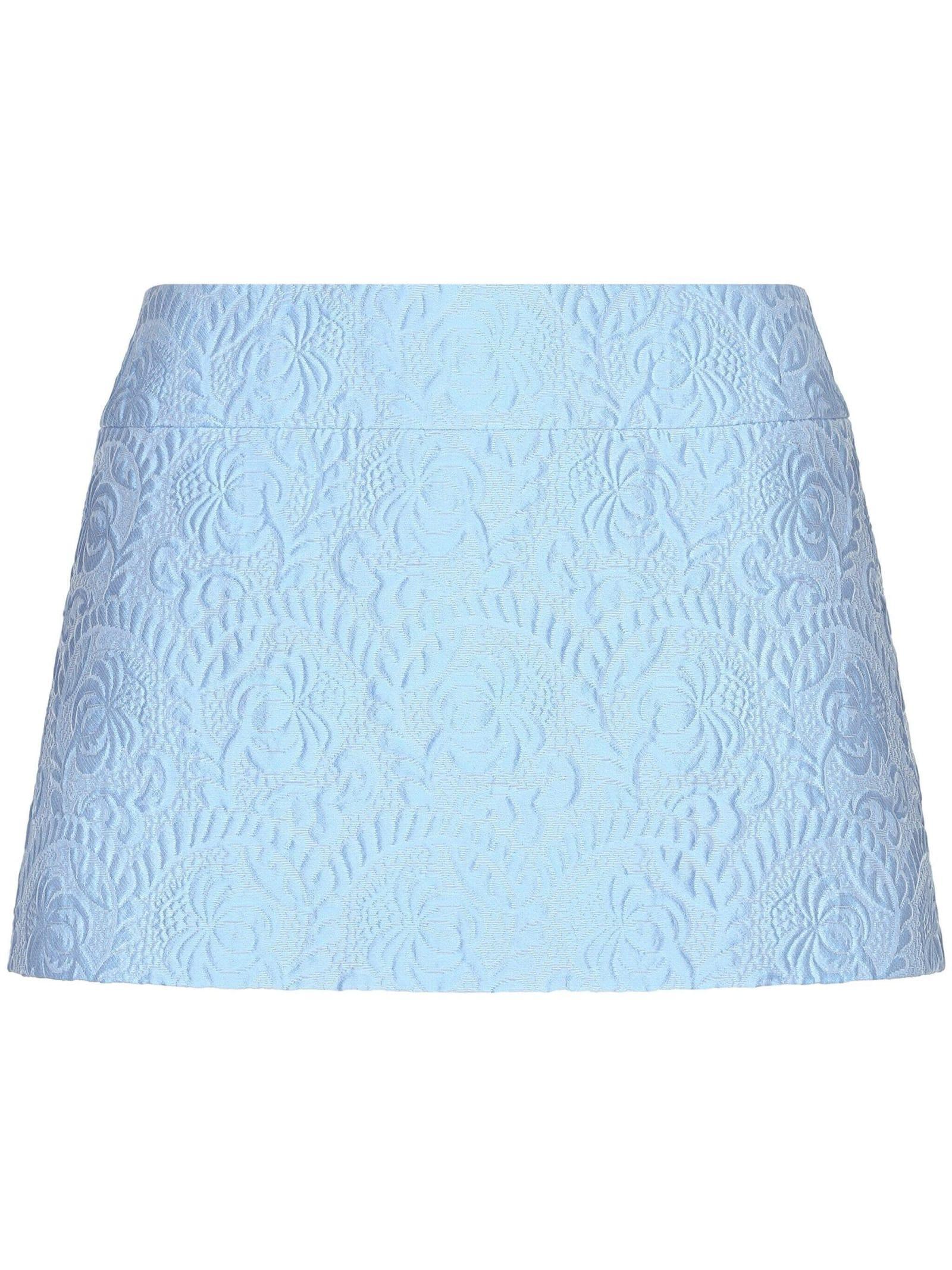 DOLCE & GABBANA Floral Quilted Jacquard Miniskirt In Purple Product Image