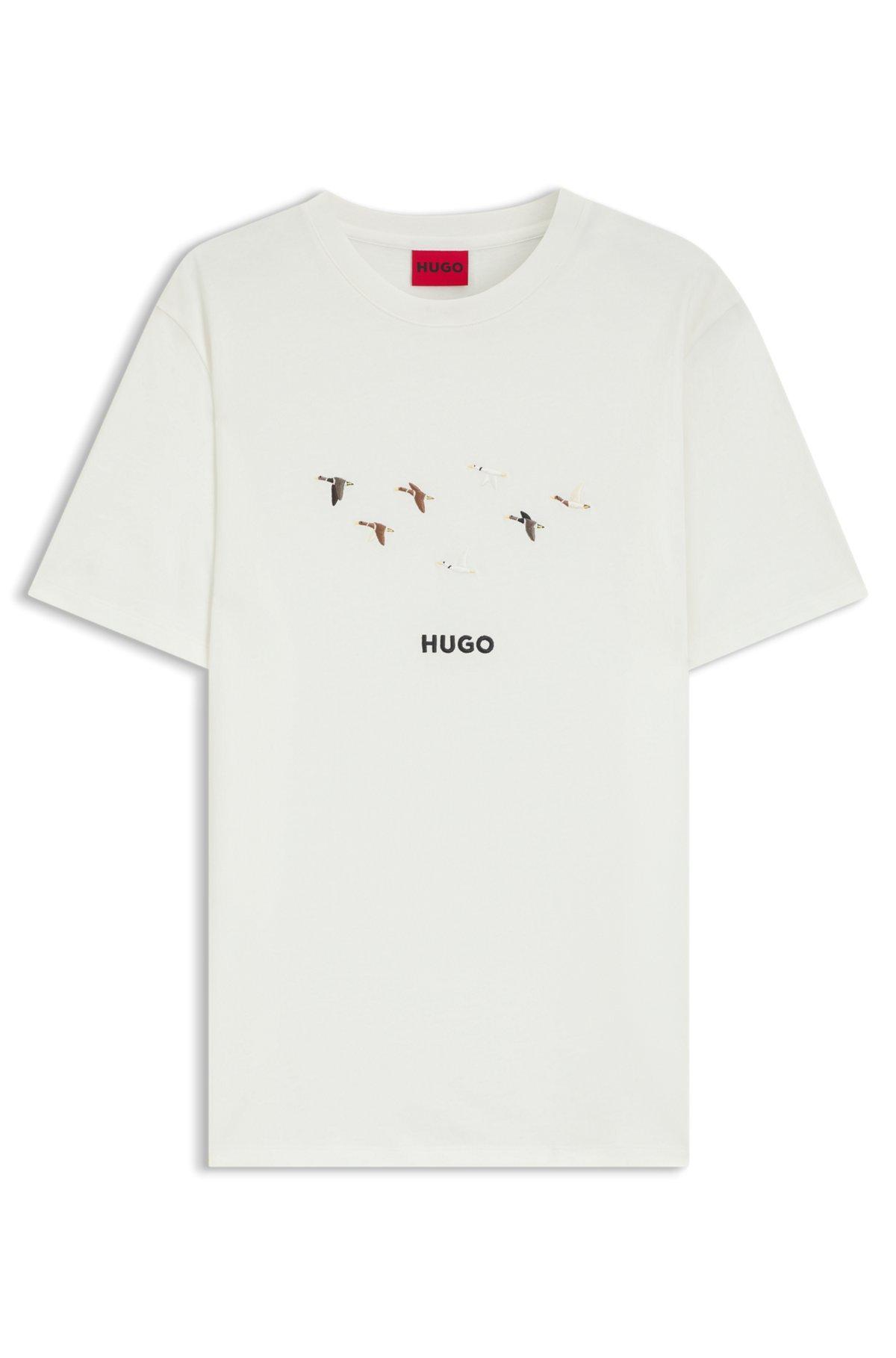 Cotton jersey T-shirt with curved embroidered logo Product Image