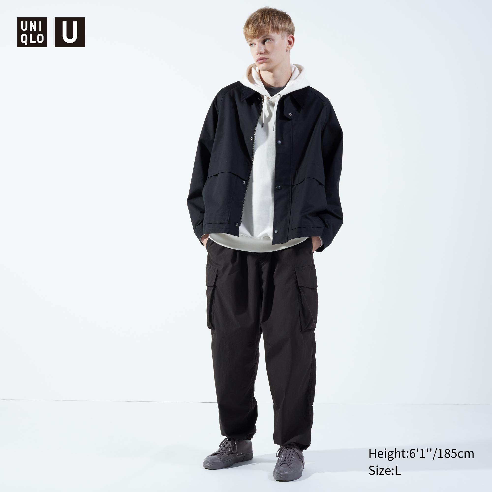 Mens Wide Parachute Cargo Pants Black Large UNIQLO US Product Image