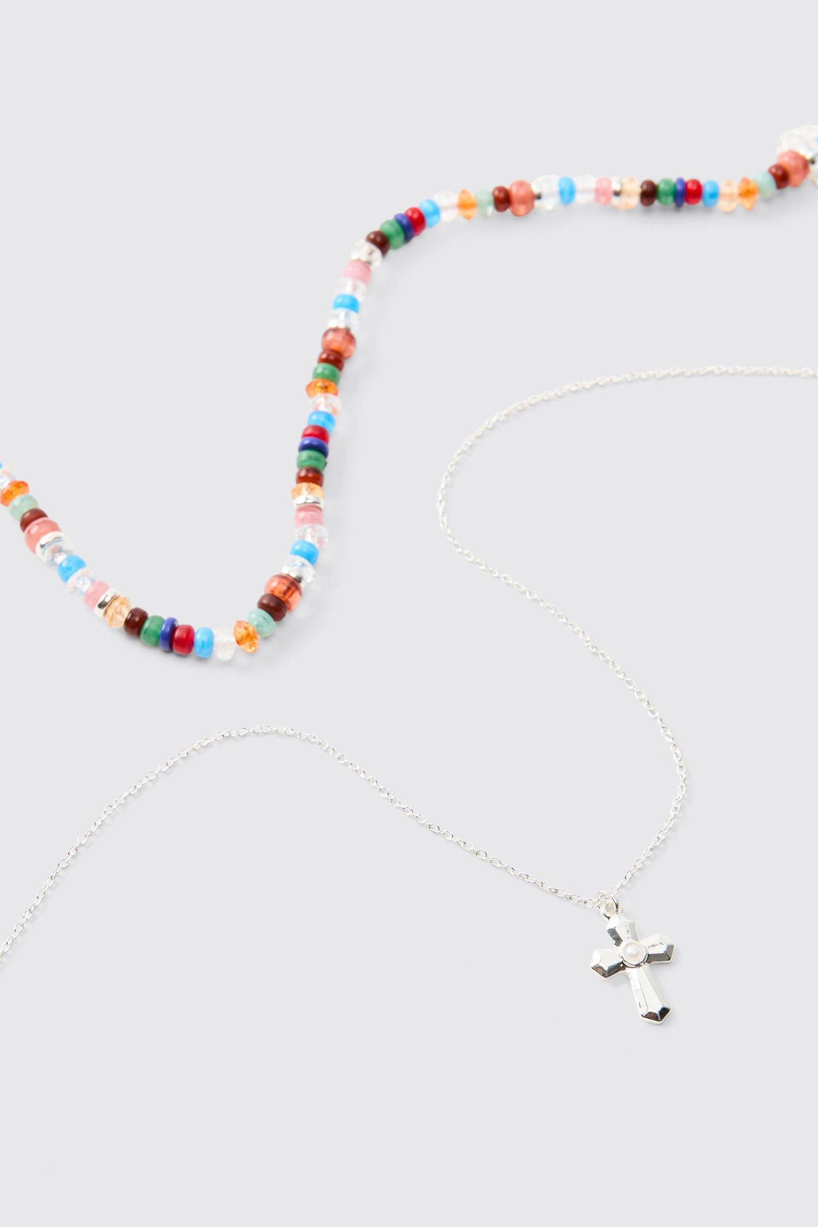 Layered Bead Necklace | boohooMAN USA Product Image