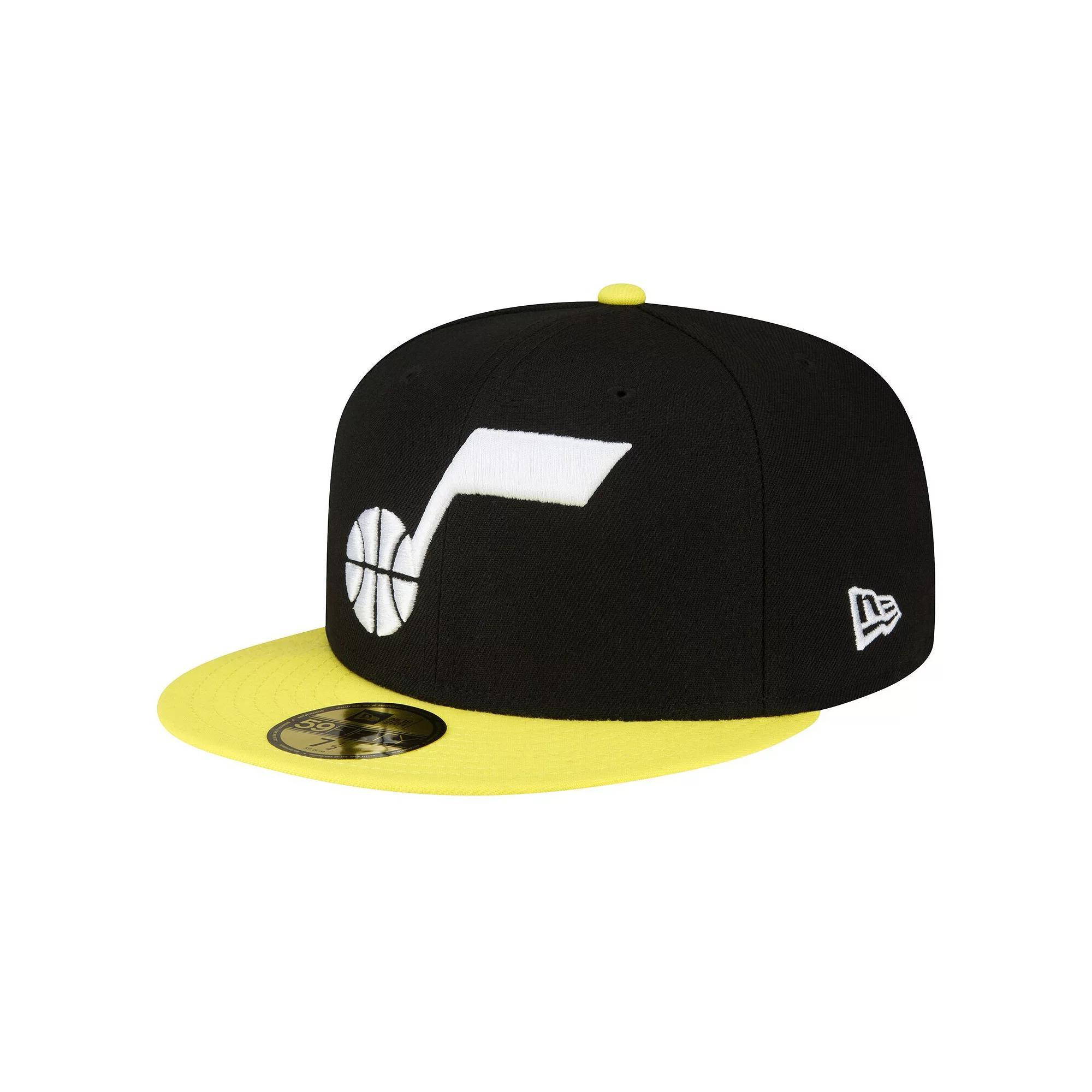 Men's New Era Black/Yellow Utah Jazz 2-Tone 59FIFTY Fitted Hat, Size: 7, Jaz Black Product Image