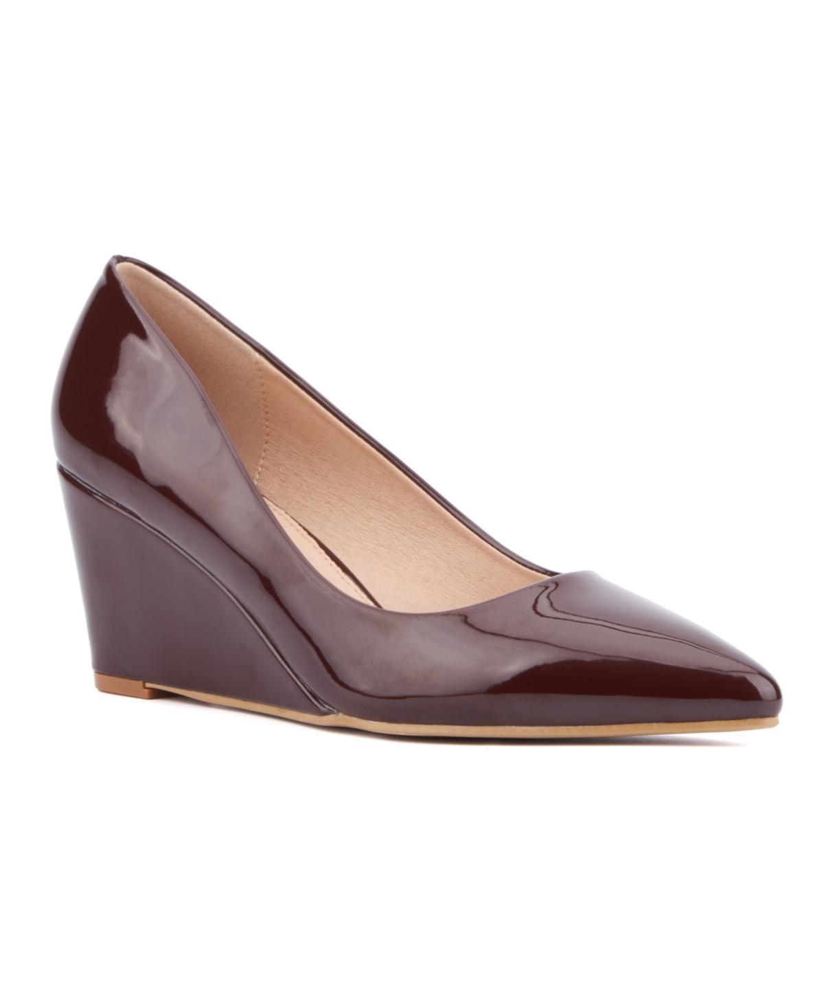 New York & Company Gwen Womens Wedge Heels Brown Patent Product Image