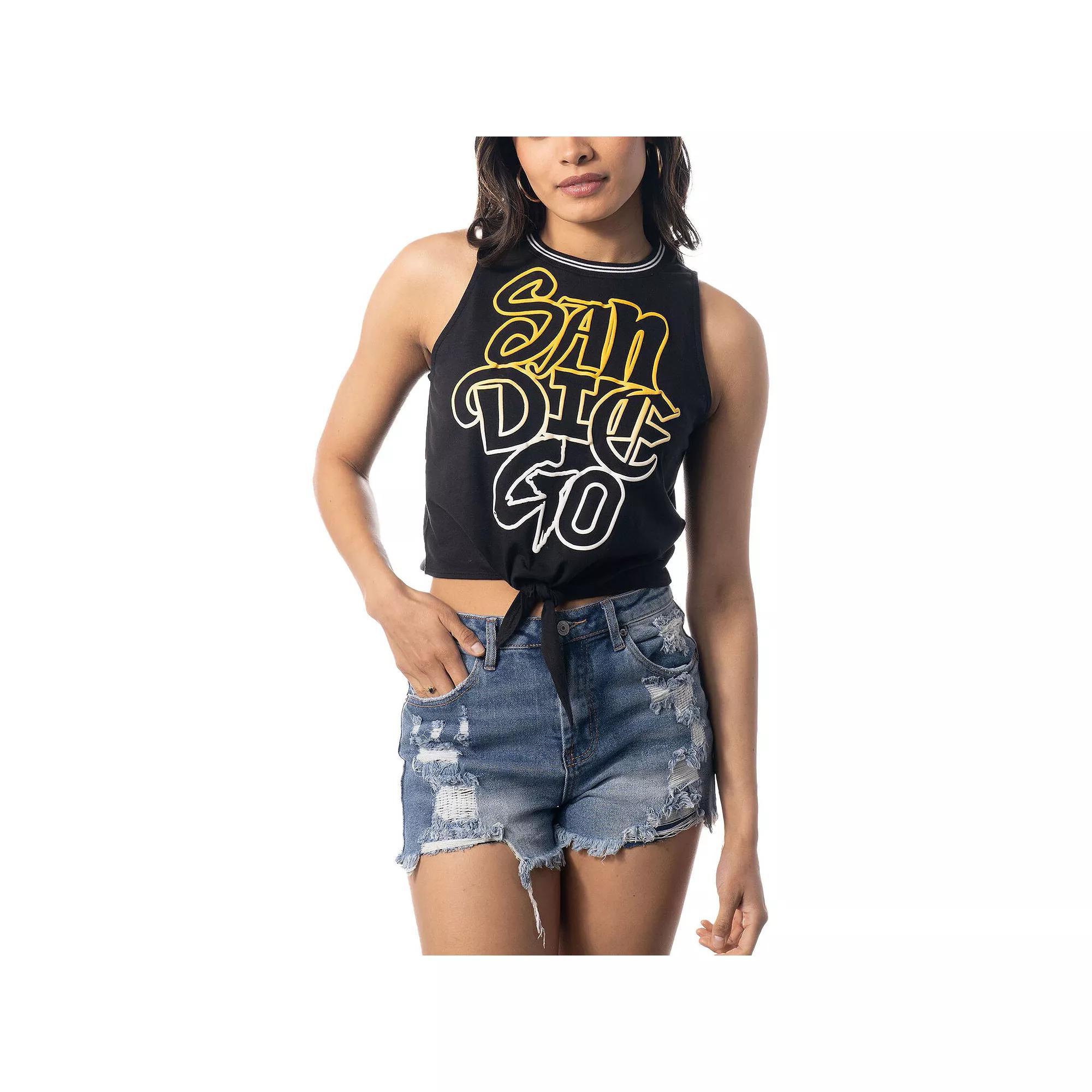 Women's The Wild Collective Black San Diego Padres Twisted Tie Front Tank Top, Size: 2XL Product Image