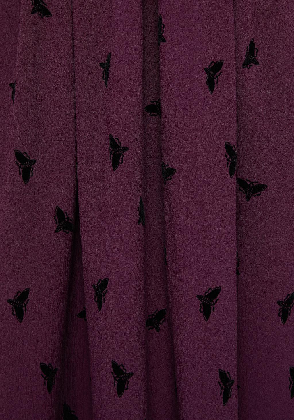Styx Moth Flocked Velour Print Midi Dress Product Image