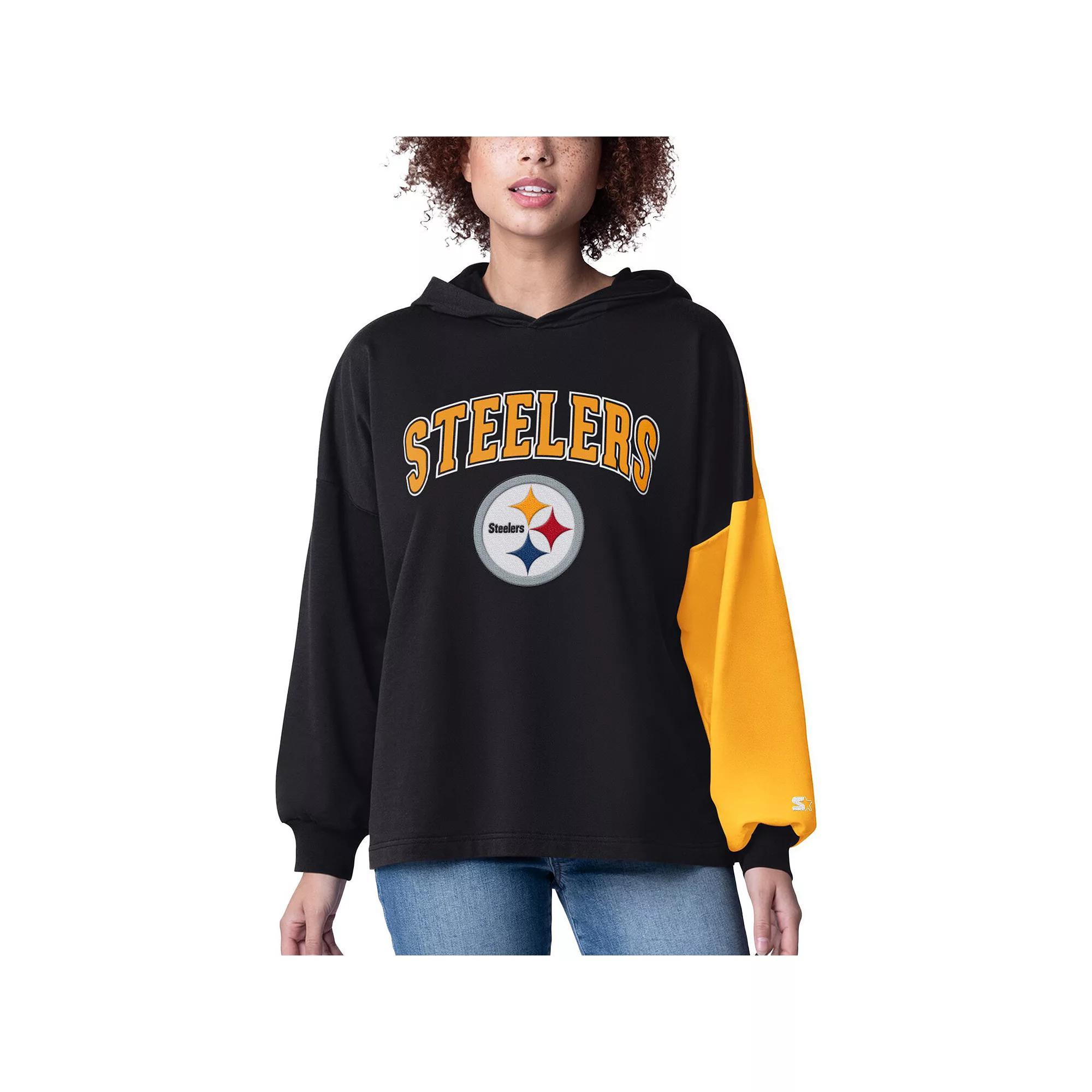Womens Starter Pittsburgh Steelers Power Move Long Sleeve Pullover Hoodie Product Image