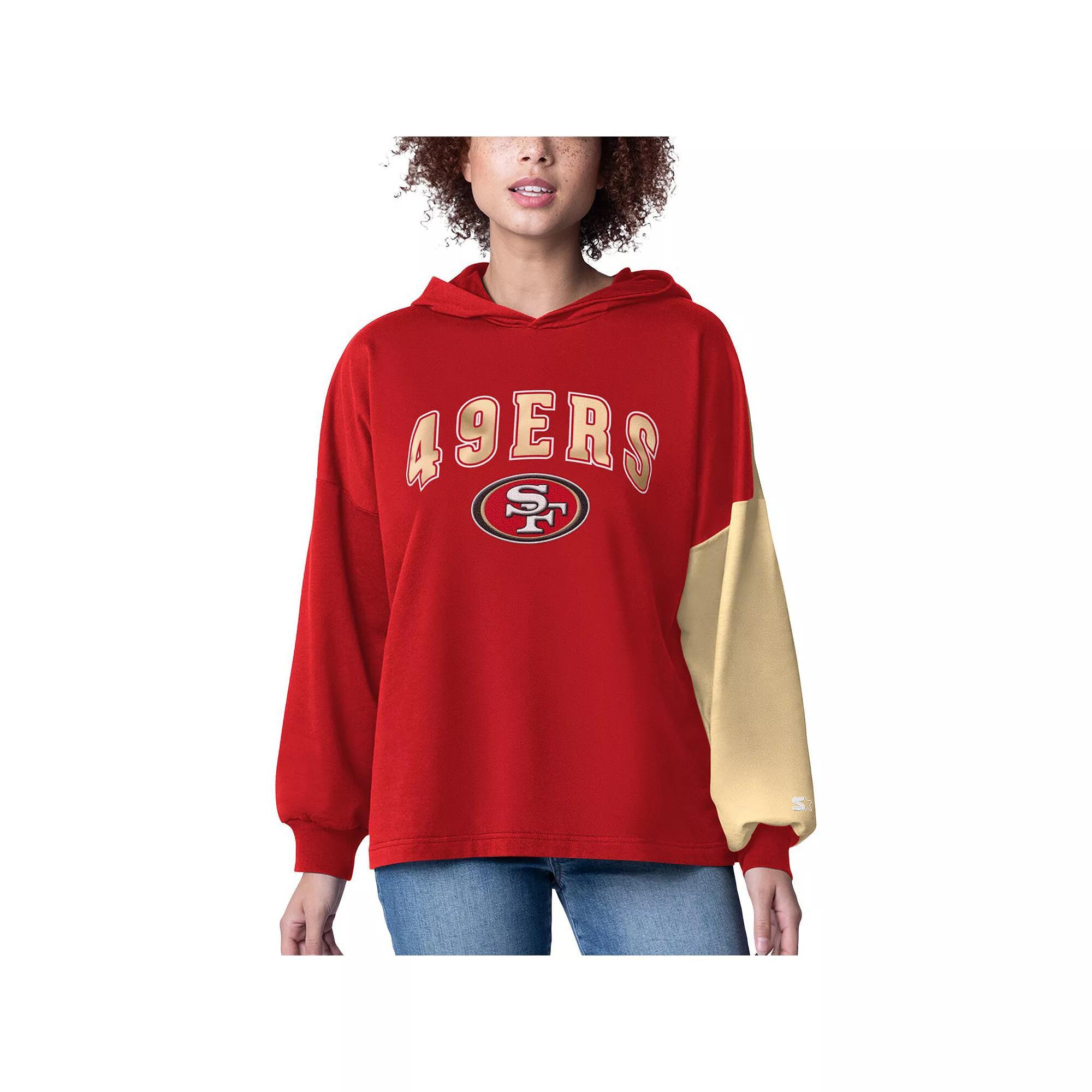 Women's Starter Scarlet San Francisco 49ers Power Move Long Sleeve Pullover Hoodie, Size: Medium, Red Product Image