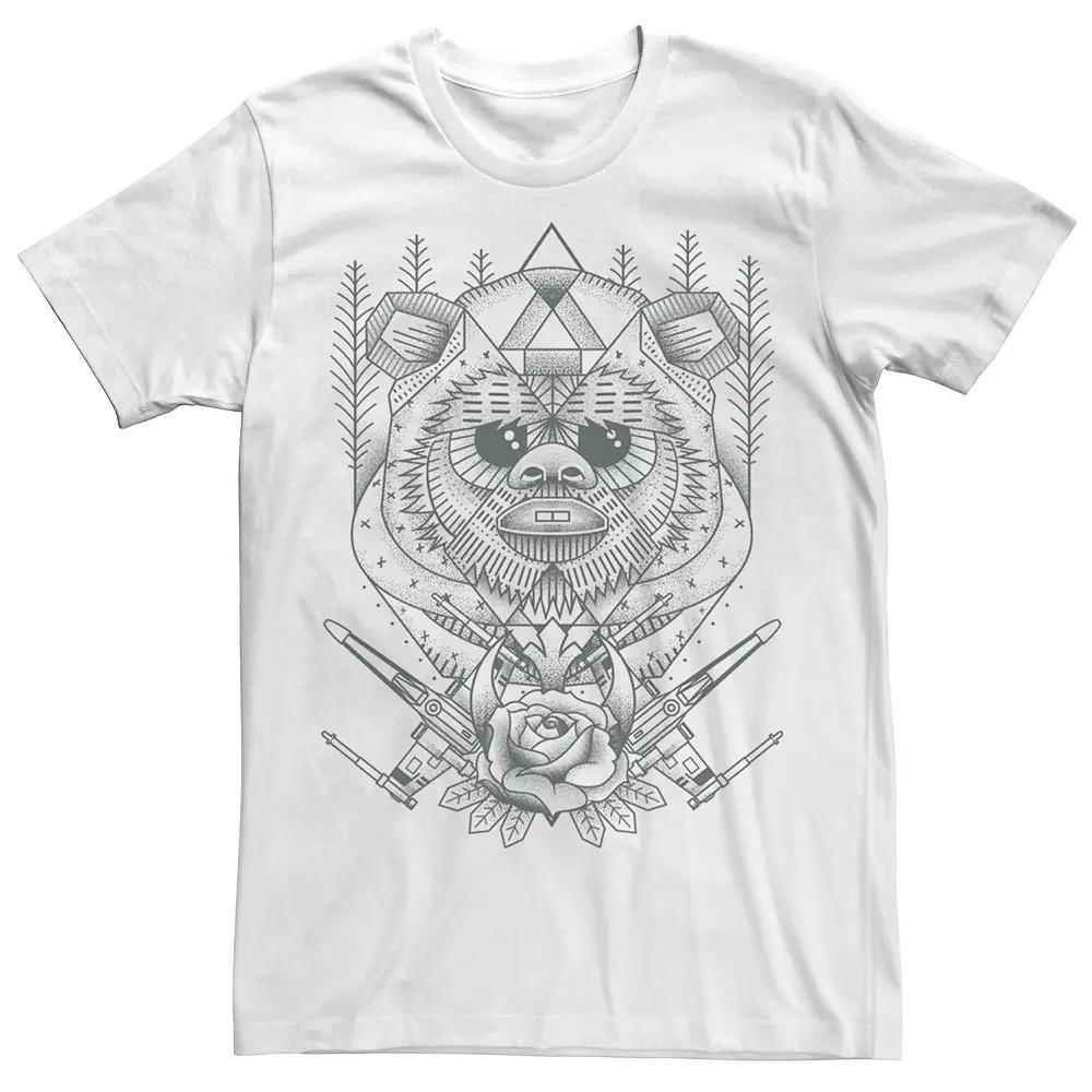 Men's Star Wars Geometric Ewok Portrait Collage Tee, Size: Small, White Product Image