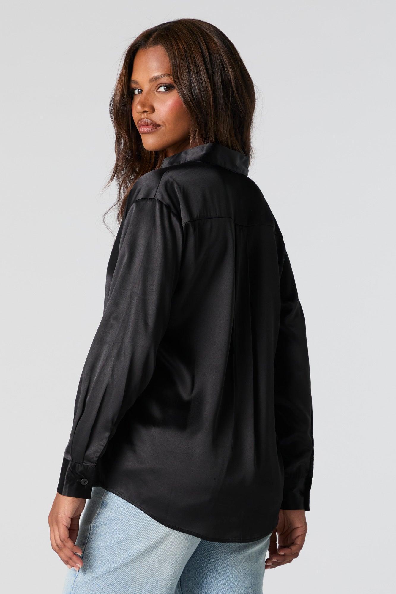 Satin Button-Up Top Female Product Image