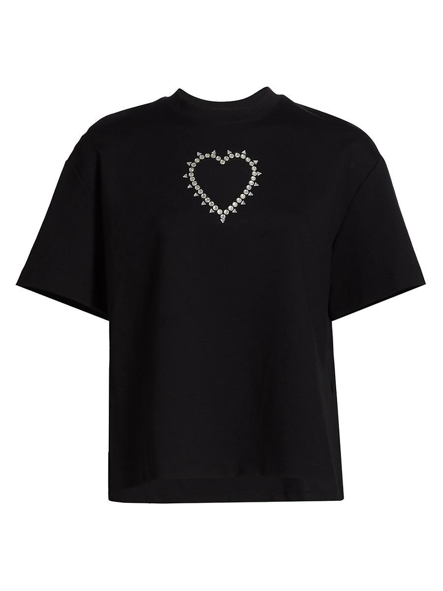 Womens Crystal Heart Cut-Out T-Shirt Product Image