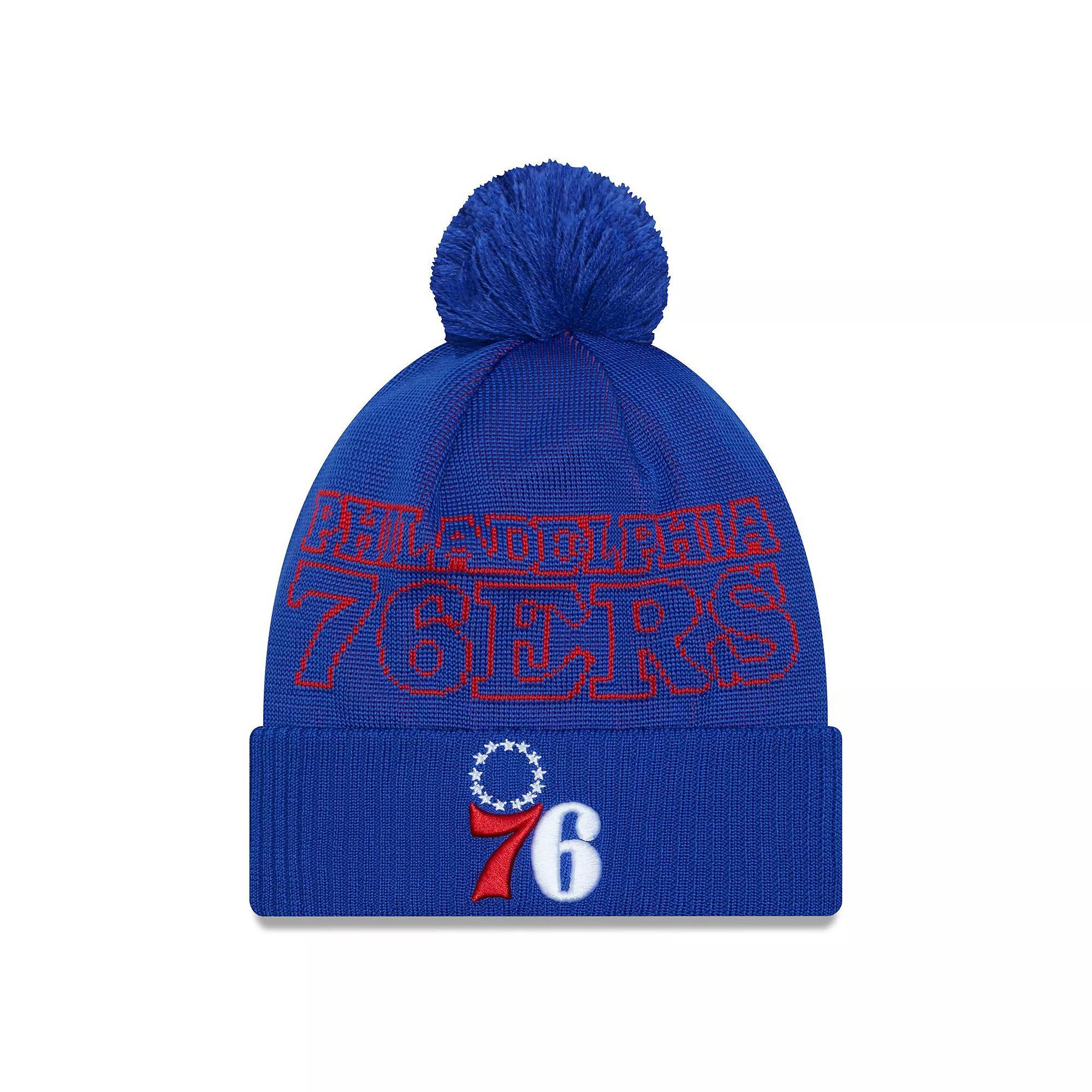 Mens New Era Royal Philadelphia 76ers 2023 NBA Draft Cuffed Knit Hat with Pom Product Image