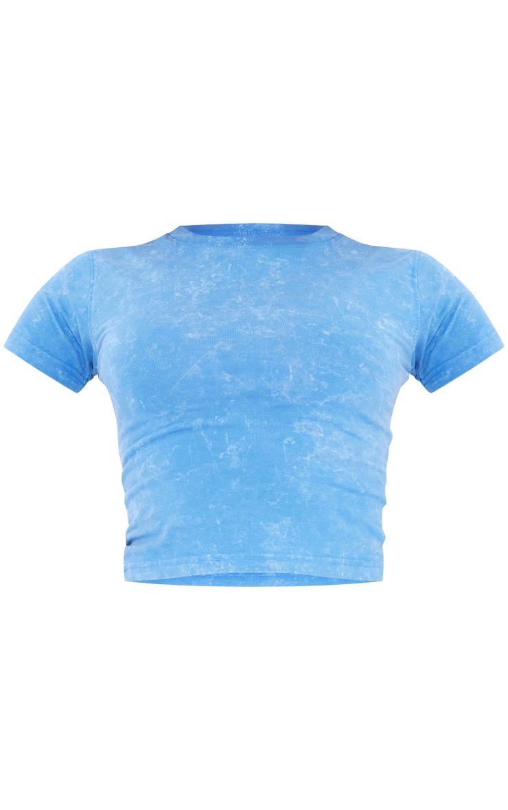  Blue Washed Longline Cotton Fitted T-shirt Product Image