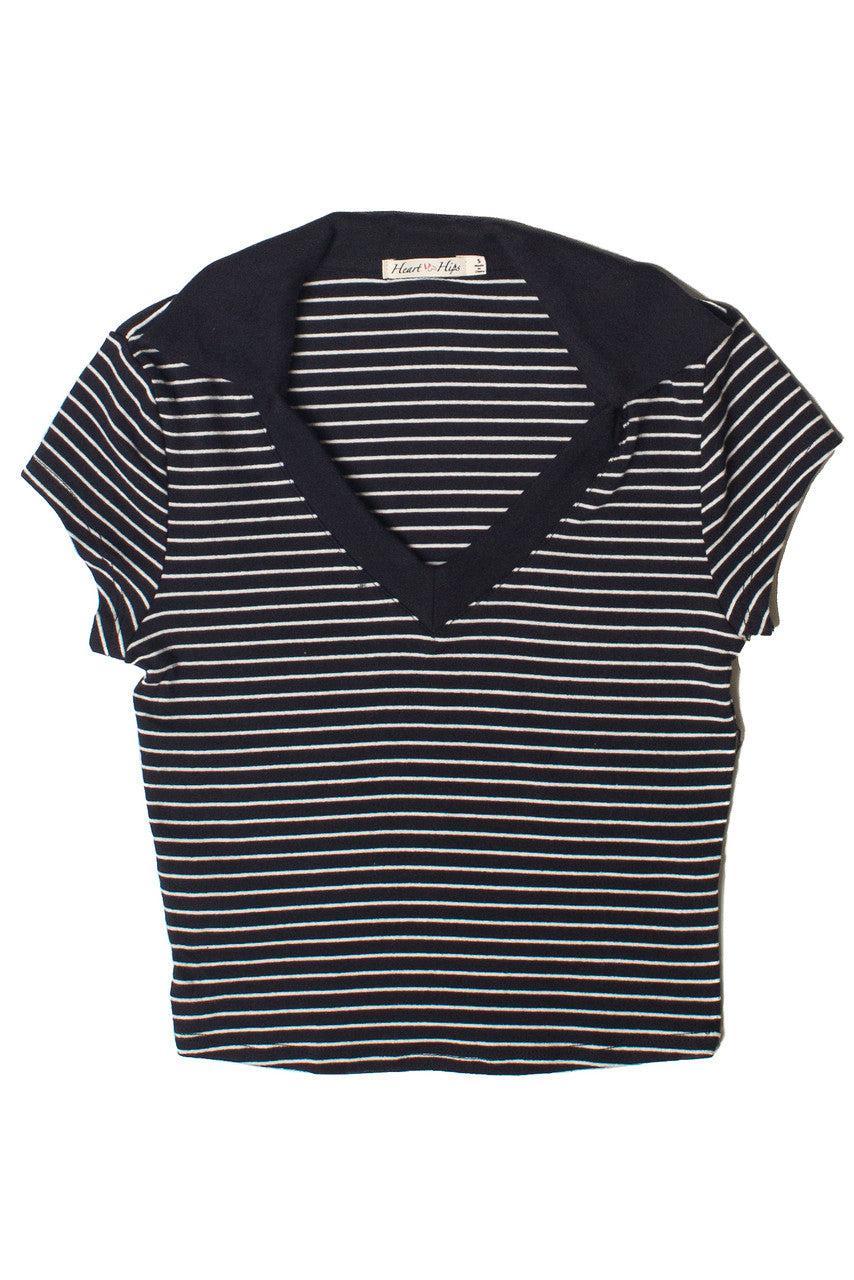 Striped Crop Polo Tee Product Image