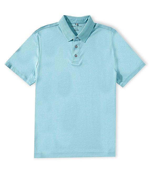 Perry Ellis Performance Stretch Solid Interlock Short Sleeve Polo Shirt Product Image