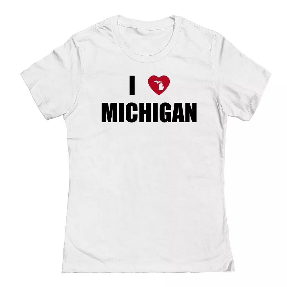 Junior's I Heart Michigan Graphic Tee, Women's, Size: Medium, White Product Image