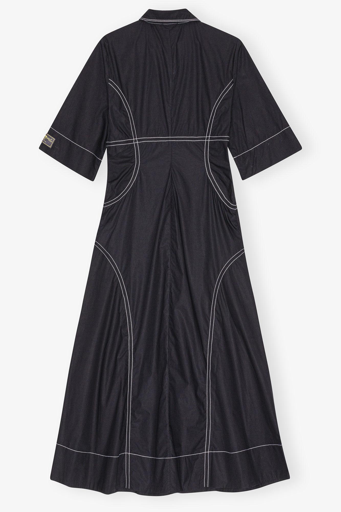 Black Cotton Poplin Shirt Dress Product Image