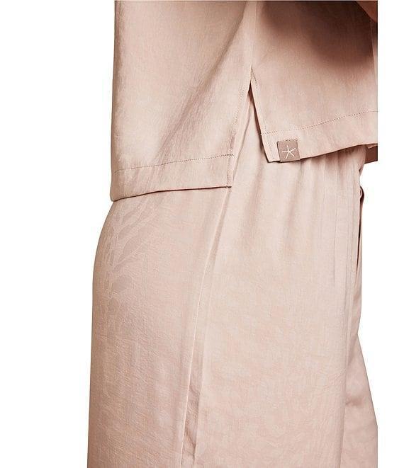 Barefoot Dreams Washed Satin Notch Collar Jacquard 3/4 Sleeve Coordinating Cropped Sleep Top Product Image